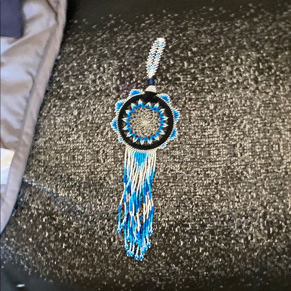 Elegant Blue Beaded Dreamcatcher Necklace